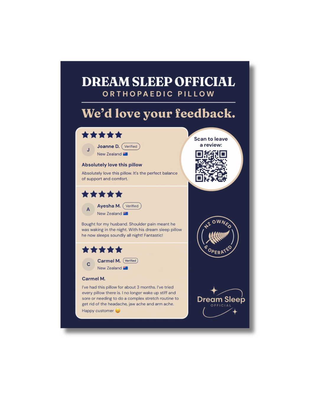 Complimentary A5 Paylite Customer Review Sign & Perspex Stand