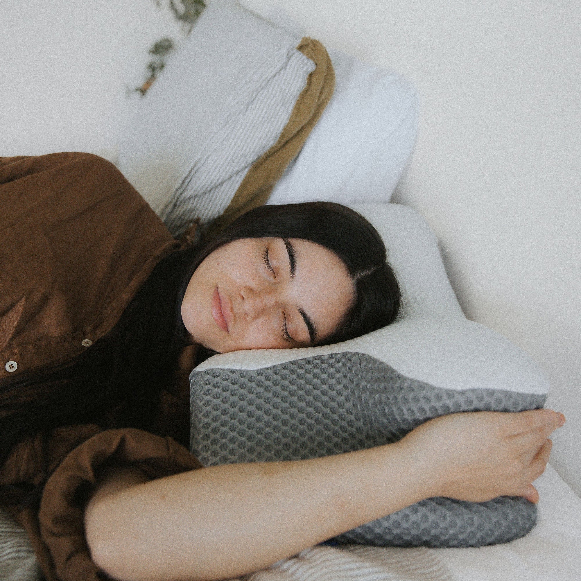 Ergonomic contour pillow providing natural head and neck support for better sleep posture